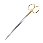 Metzenbaum TC Scissor Straight Delicate Fine Blunt Blades Overall Length 7" (18cm) Oval Shanks Standard Gold Ring Handles With Tungsten Carbide Inserts 